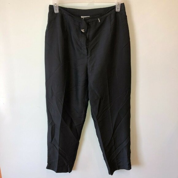 Silks by ISC Medium Lined Black Silk Pleated Pants - Picture 3 of 8